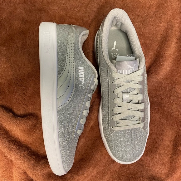 (Size: 4 UK) Puma Girls' Smash v2 Glitz Glam Sneakers - Picture 6 of 7